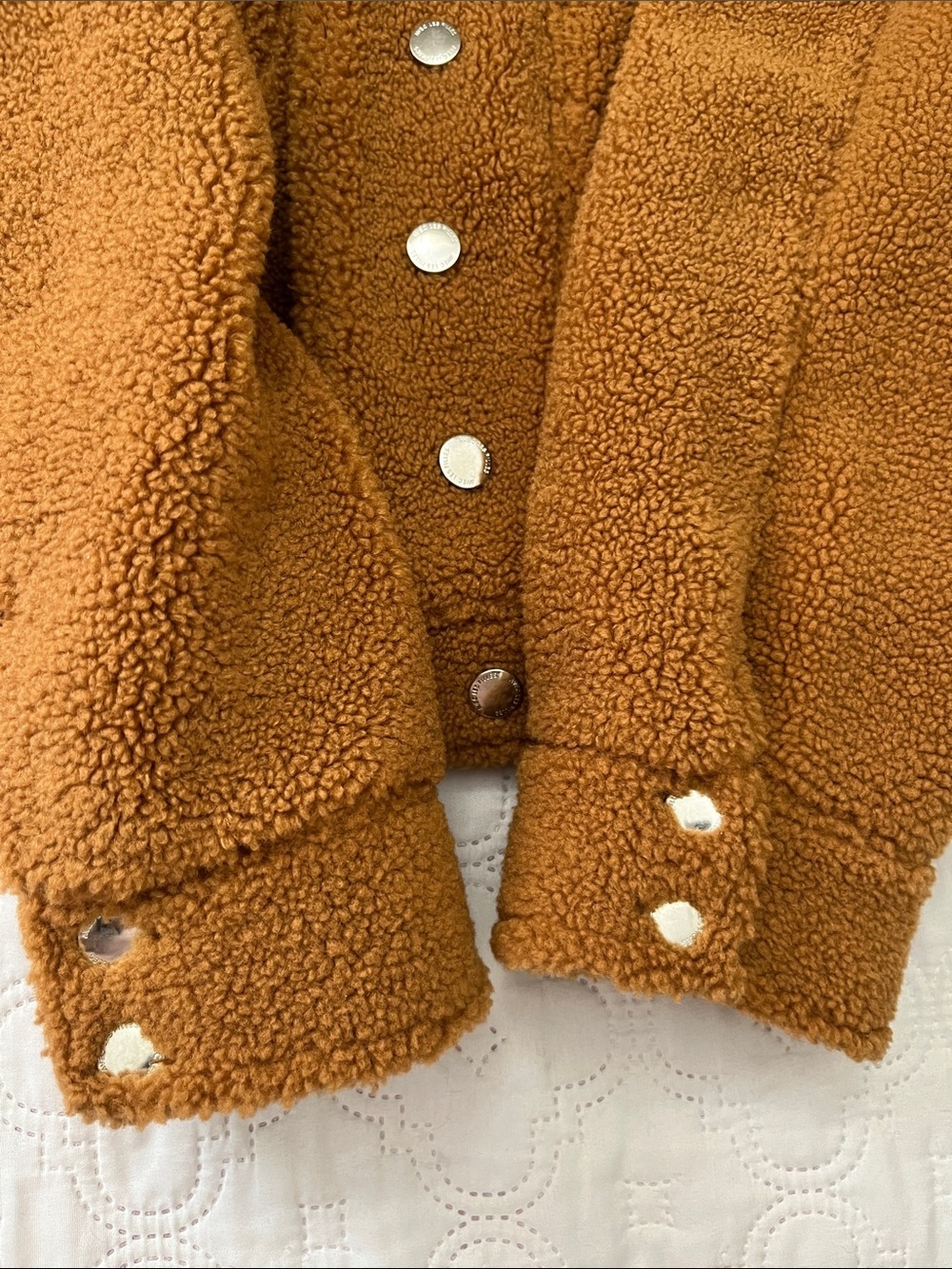 Anthropologie Avec Les Filles Sherpa Trucker Jacket Camel Brown Size L Large - Picture 11 of 13